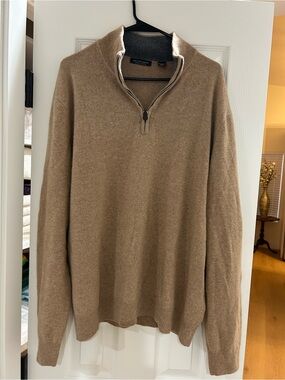 Men’s Saks Avenue Men's Cashmere 1/4 Zip-Front Mock Neck Sweater
